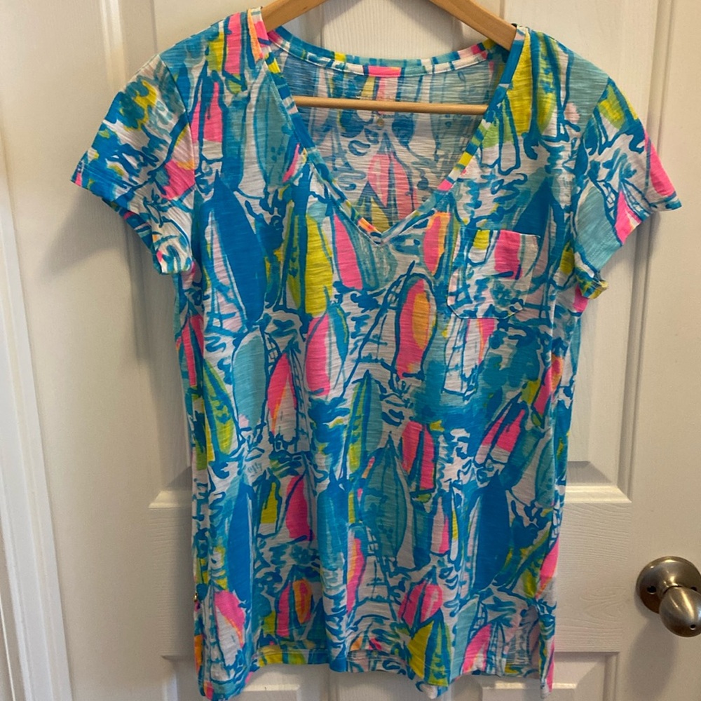 Lilly Pulitzer Meredith Tee in Beach and Bae Print Sz XS